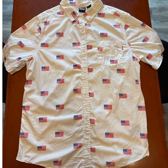 Mad Engine Men’s American Flag Button Down Shirt Size L USA Patriotic - Picture 2 of 7